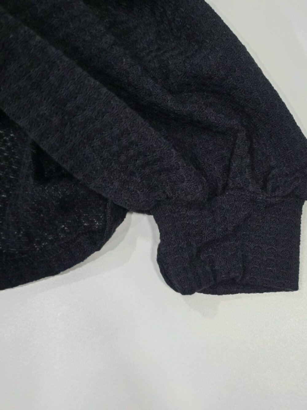 SHEIN ✦ Long Sleeve Top ✦ Black Waffle Knit Off‑Shoulder Batwing Sleeves XS NWT - Picture 8 of 13